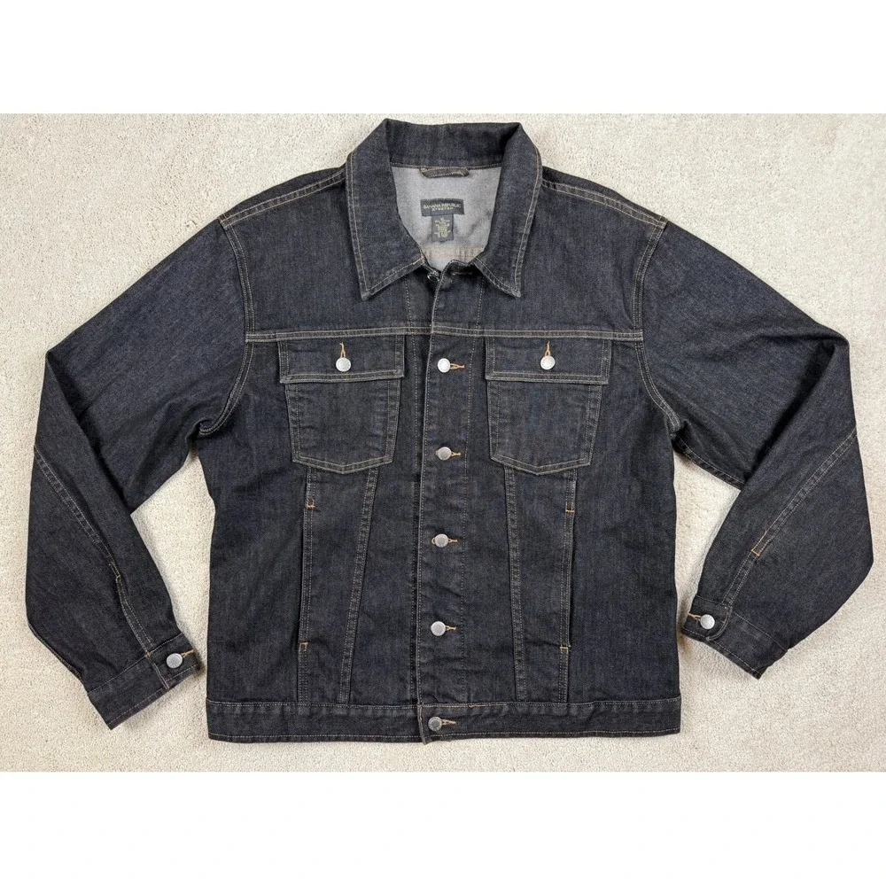 NWOT BANANA REPUBLIC Men's Size XL Black Wash Jean Trucker Jacket #1477